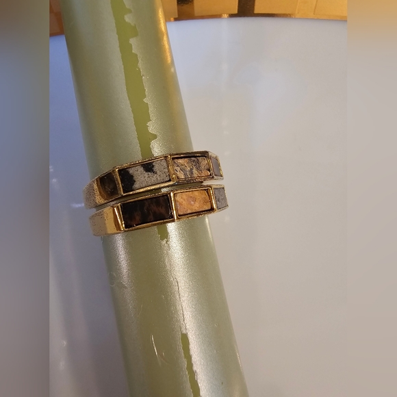 J.Crew Size 6 Olga Marbled Semiprecious Stone 2 Ring Set NEW WITH TAGS - Picture 4 of 7